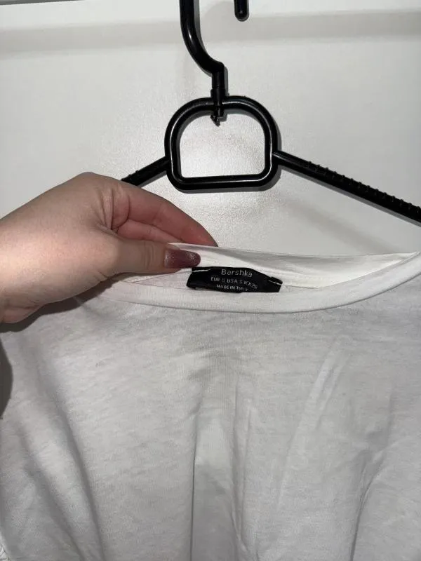 Tricou Bershka S | Alb, Normal, Mânecă scurtă, Pietre decorative - Image 3