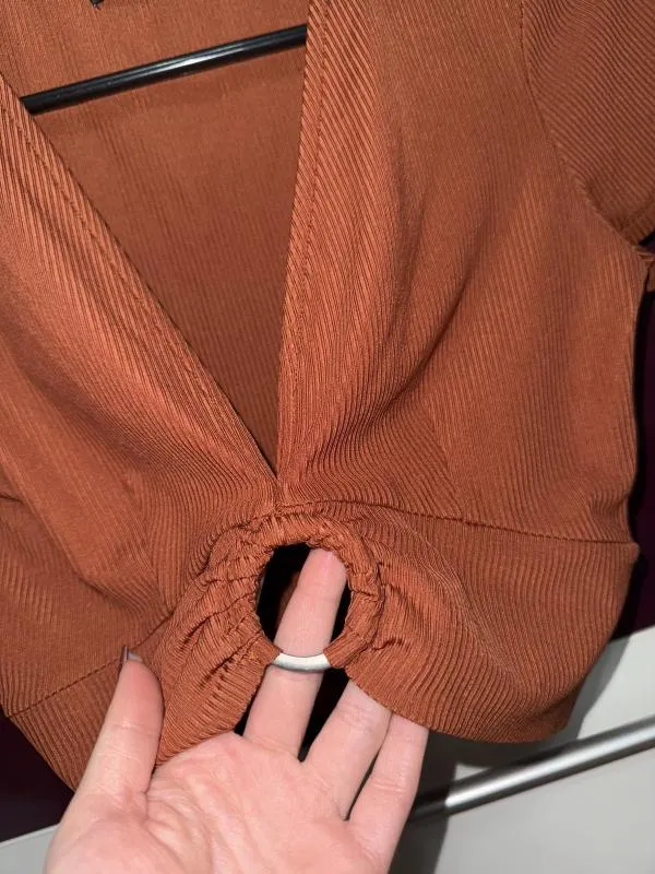 Top cropped Bershka S | Cărămiziu, Cropped (Scurt), Mânecă scurtă - Image 4