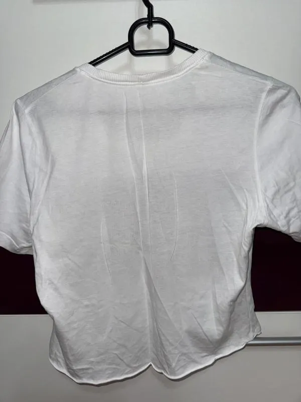 Top cropped Made By Society S | Alb, Cropped (Scurt), Mânecă scurtă, Logo - Image 5