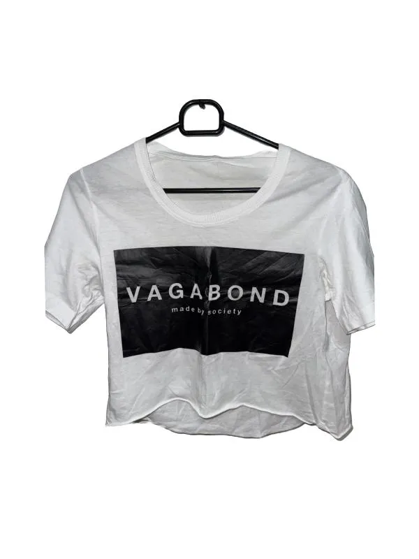 Top cropped Made By Society S | Alb, Cropped (Scurt), Mânecă scurtă, Logo