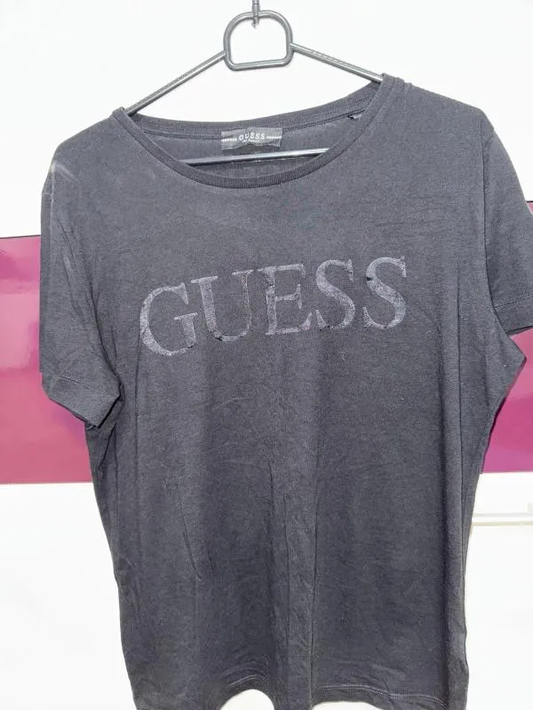 Tricou Guess S | Negru, Normal, Mânecă scurtă, Logo - Image 2