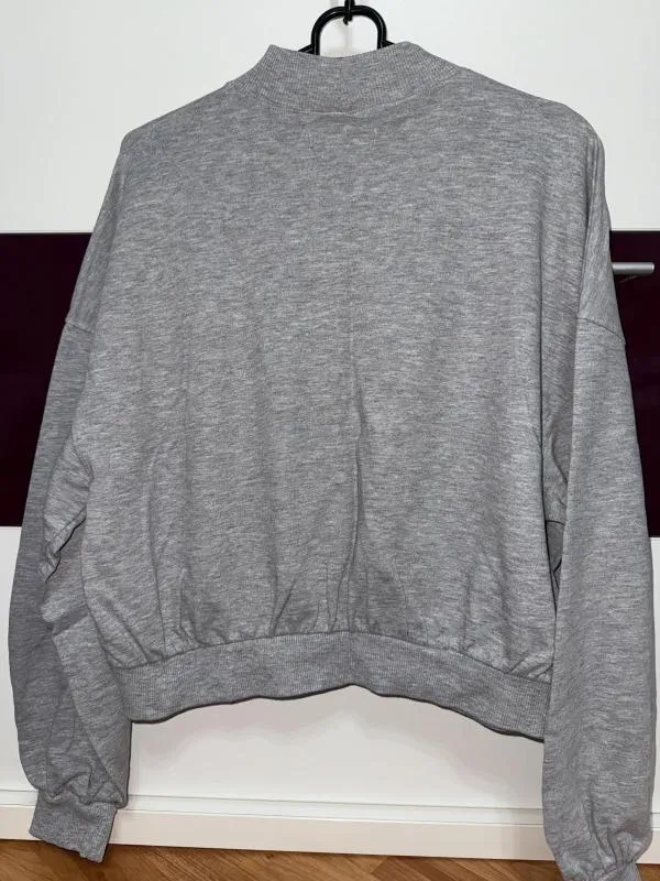 Pulover cu guler înalt Bershka S | Gri, Normal, Mânecă lungă, Regular fit, Pietre decorative - Image 5