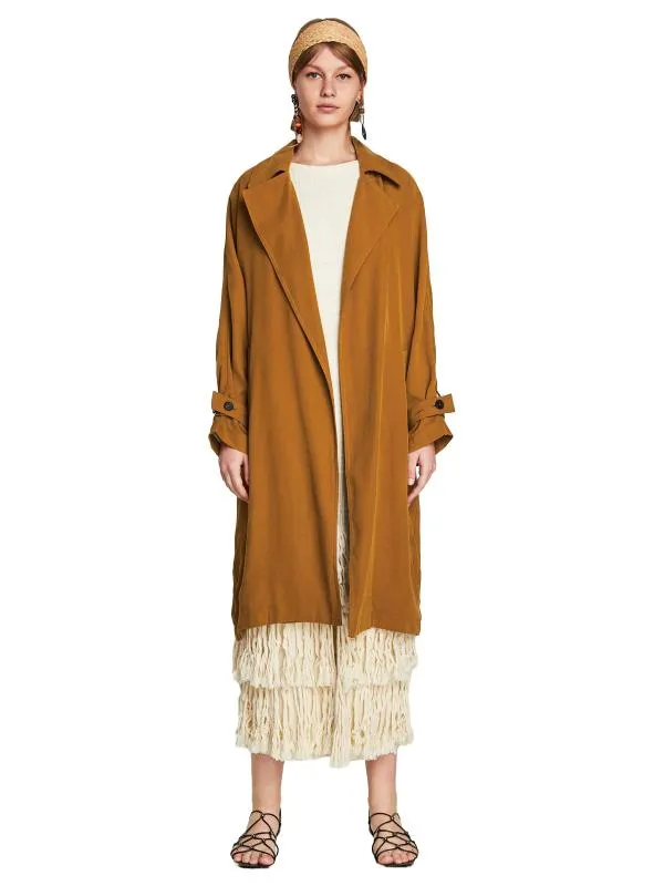 Trenci Zara EU 38 | Caramel, Fără glugă, Bumbac