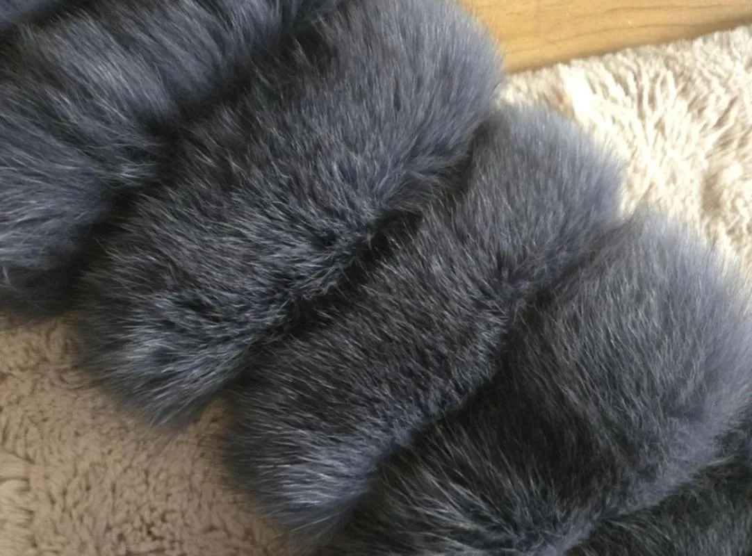 Geacă din blană Moda XL | Gri, Cu glugă, Blană naturală - Image 5