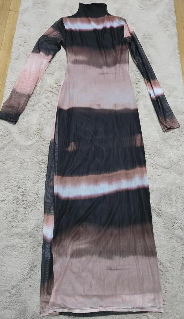 Rochie casual ASOS S | Multicolor, Maxi, Mânecă lungă, Abstract & Color Block, Poliester - Image 6
