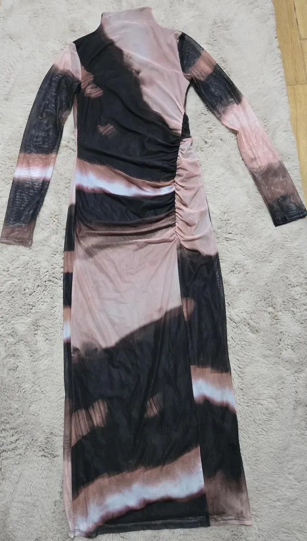 Rochie casual ASOS S | Multicolor, Maxi, Mânecă lungă, Abstract & Color Block, Poliester - Image 5