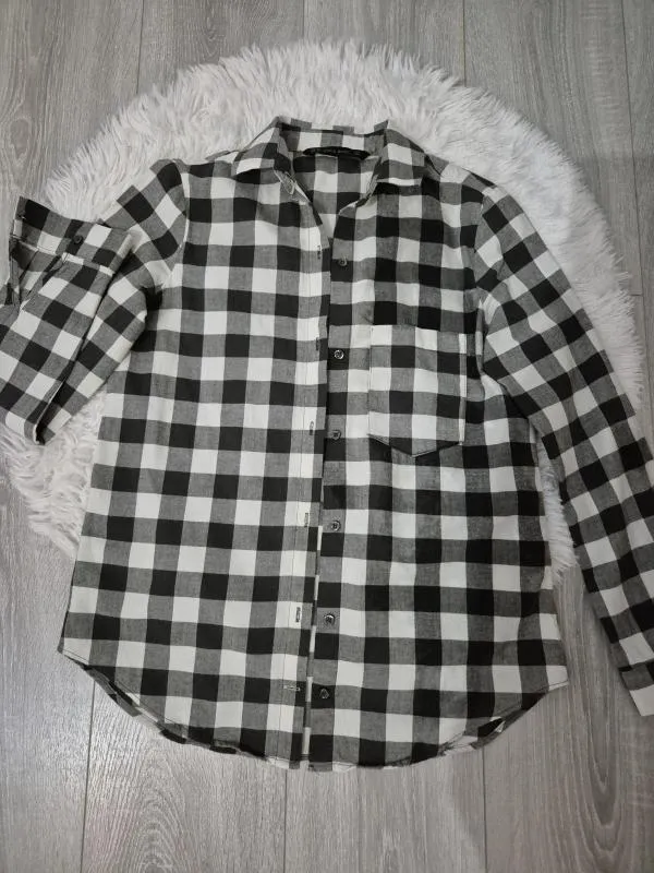 Cămașă Zara EU 36 | Alb, Normal, Mânecă lungă, Carouri - Image 2