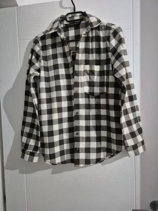 Cămașă Zara EU 36 | Alb, Normal, Mânecă lungă, Carouri - Image 6