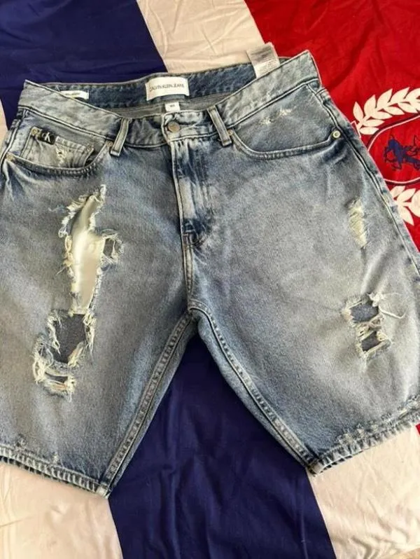 Blugi Calvin Klein M | Albastru, Talie medie, Slim fit, Rupți Cu tăieturi, Bumbac - Image 2