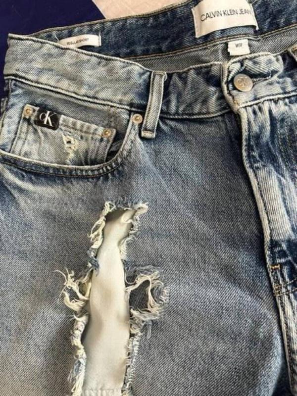Blugi Calvin Klein M | Albastru, Talie medie, Slim fit, Rupți Cu tăieturi, Bumbac - Image 5