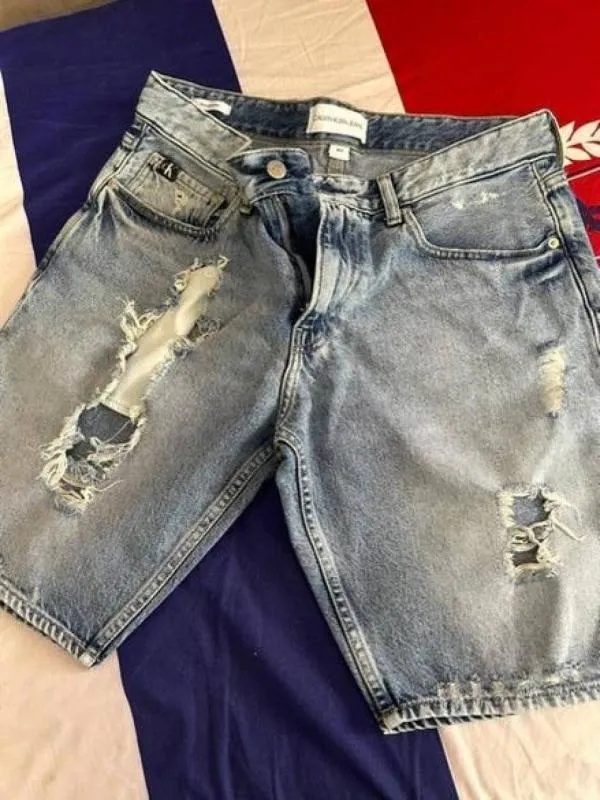 Blugi Calvin Klein M | Albastru, Talie medie, Slim fit, Rupți Cu tăieturi, Bumbac - Image 6