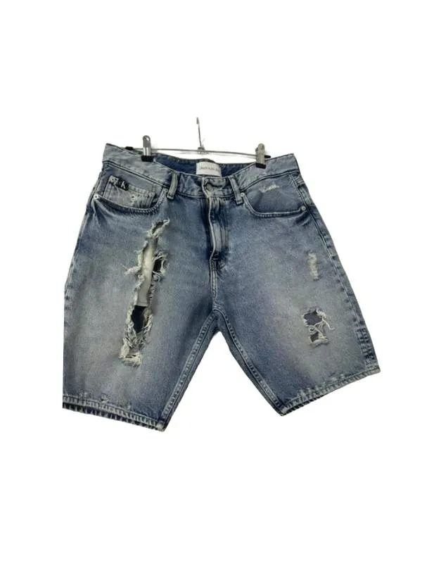 Blugi Calvin Klein M | Albastru, Talie medie, Slim fit, Rupți Cu tăieturi, Bumbac