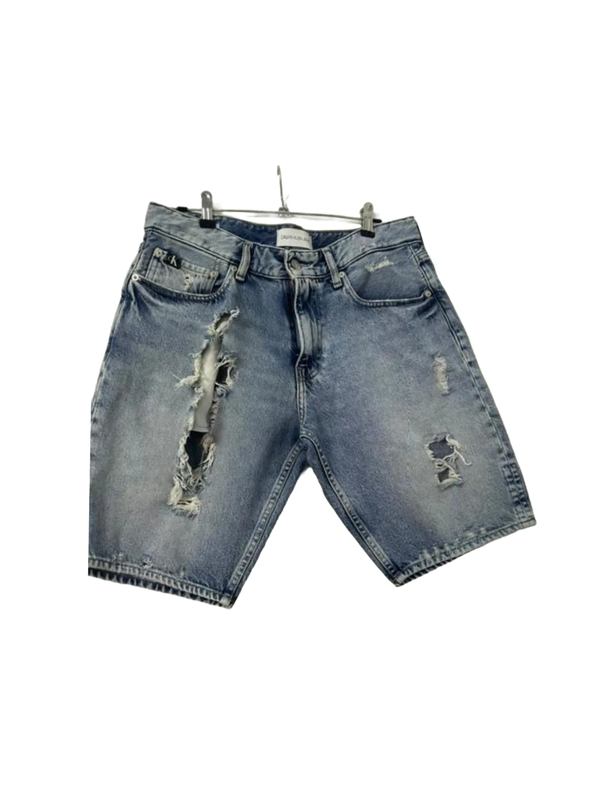 Blugi Calvin Klein M | Albastru, Talie medie, Slim fit, Rupți Cu tăieturi, Bumbac