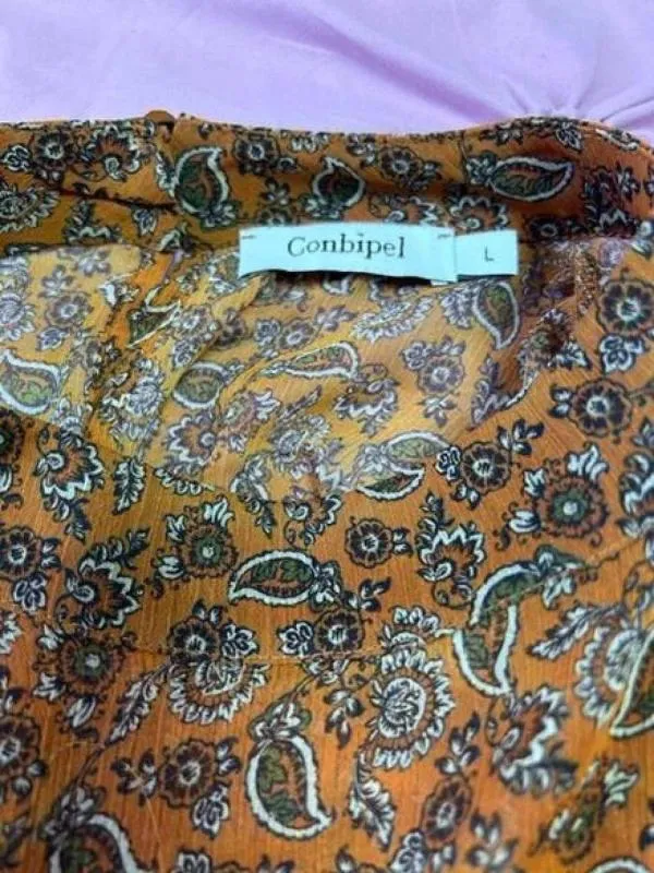 Cămașă CONBIPEL L | Caramel, Normal, Mânecă lungă, Floral & Tropical, Poliester - Image 4