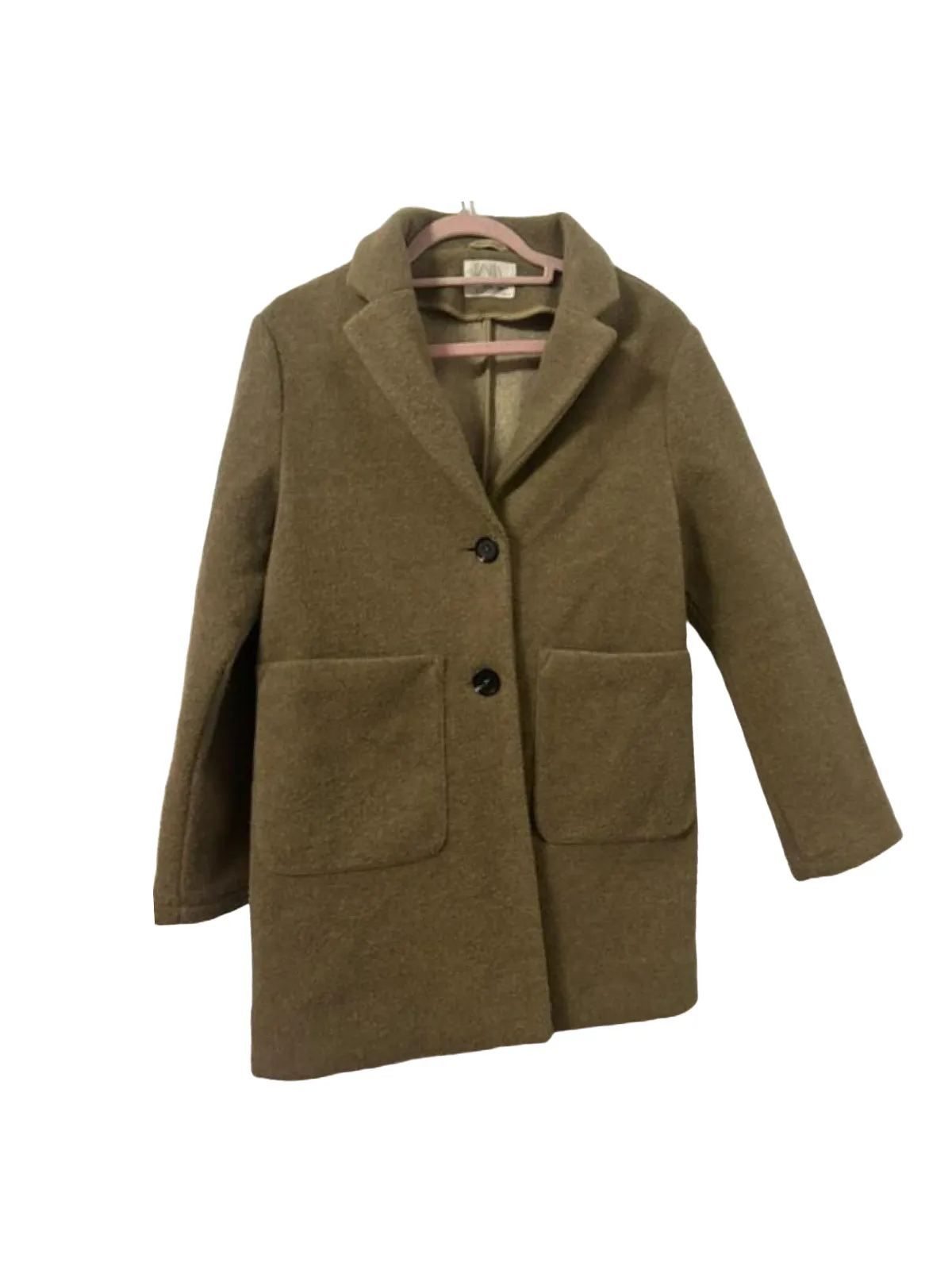 Palton Zara XS | Caramel, Fără glugă, Poliester
