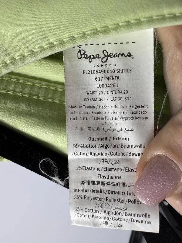 Blugi Pepe Jeans EU 40 | Verde lime, Lungi, Talie joasă, Slim fit, Bumbac - Image 5