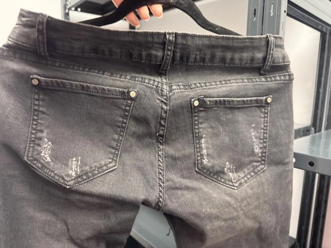 Blugi 1-ONE EU 40 | Negru, Lungi, Talie joasă, Skinny fit, Cu decupaje, Denim - Image 4