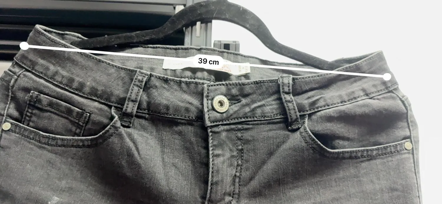 Blugi 1-ONE EU 40 | Negru, Lungi, Talie joasă, Skinny fit, Cu decupaje, Denim - Image 5