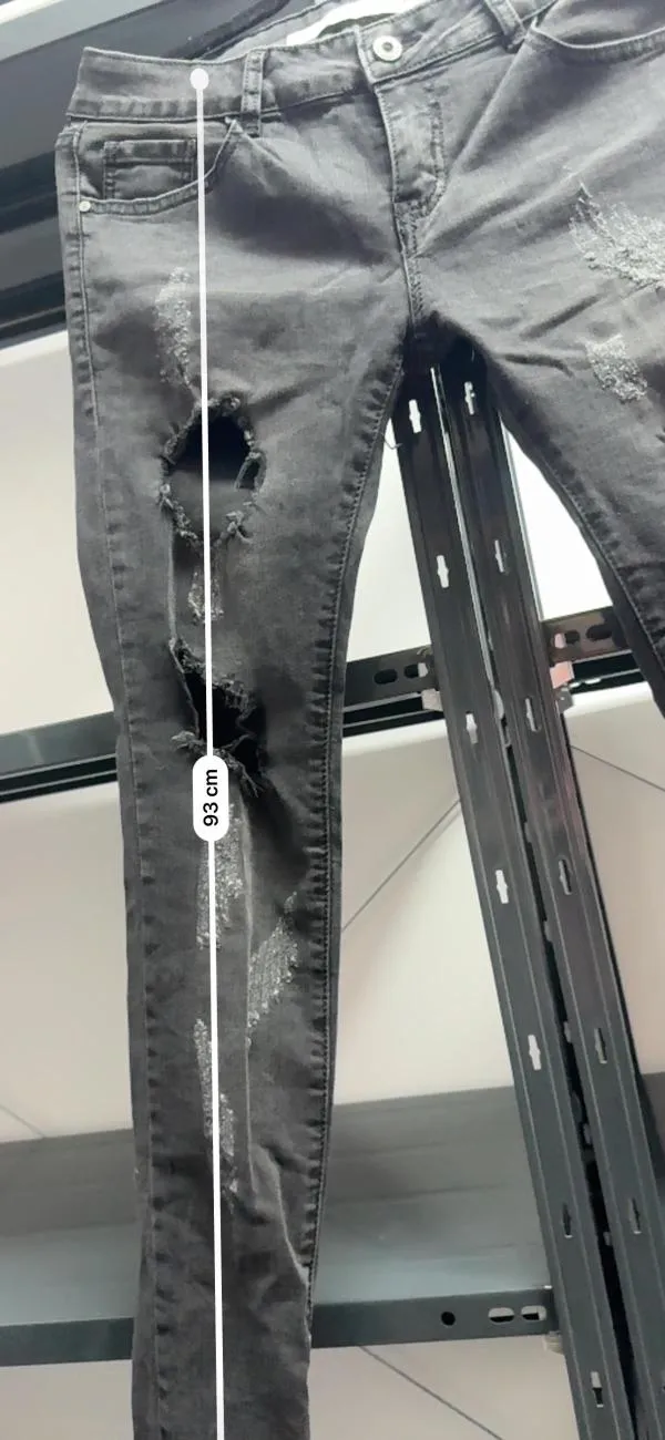 Blugi 1-ONE EU 40 | Negru, Lungi, Talie joasă, Skinny fit, Cu decupaje, Denim - Image 8