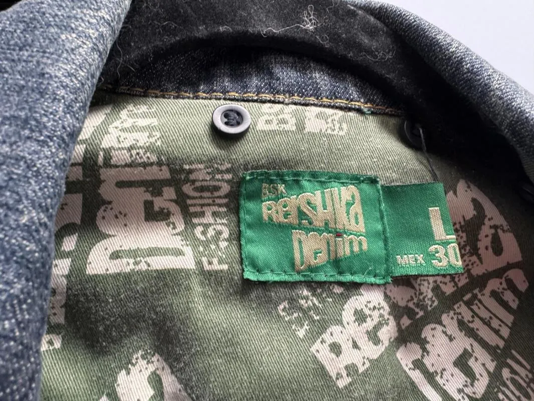 Geacă din denim Bershka EU 38 | Albastru, Fără glugă, Broderie, Denim - Image 3