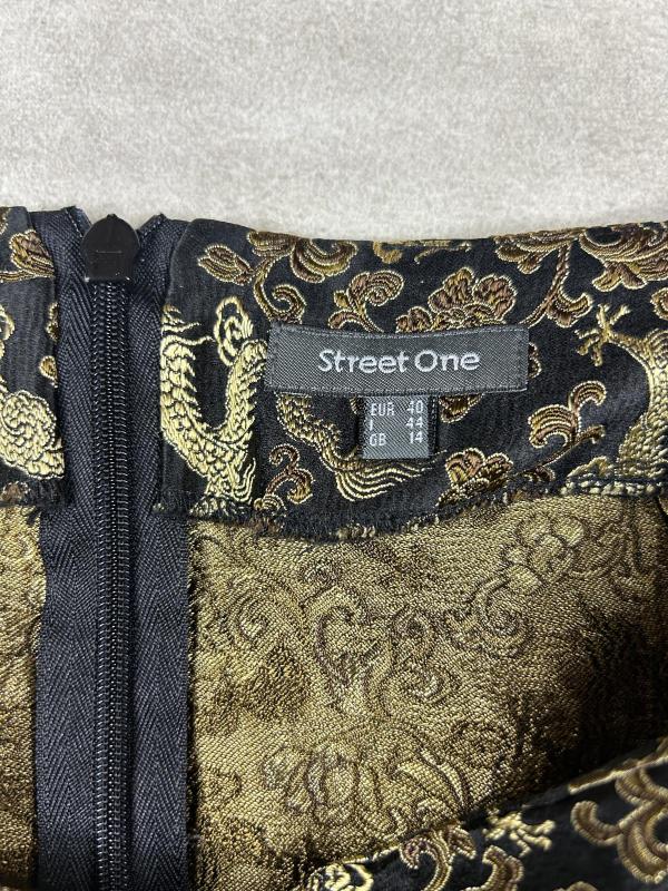 Fustă dreaptă Street One EU 40 | Auriu, Midi, Talie înaltă, Dreaptă (Straight) fit, Oriental & Paisley - Image 3