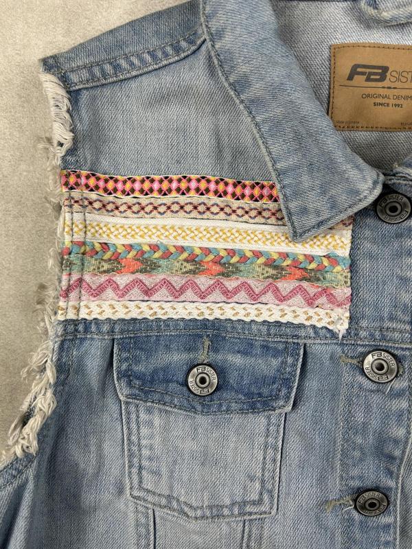Vestă Fb Sister EU 42 | Bleu, Fără glugă, Oriental & Paisley, Denim - Image 4