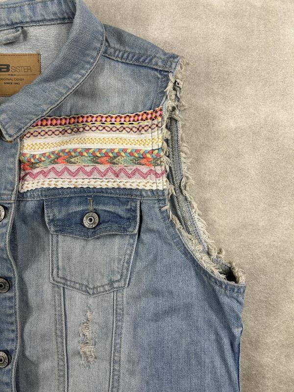 Vestă Fb Sister EU 42 | Bleu, Fără glugă, Oriental & Paisley, Denim - Image 5