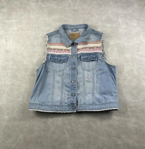 Vestă Fb Sister EU 42 | Bleu, Fără glugă, Oriental & Paisley, Denim - Image 7