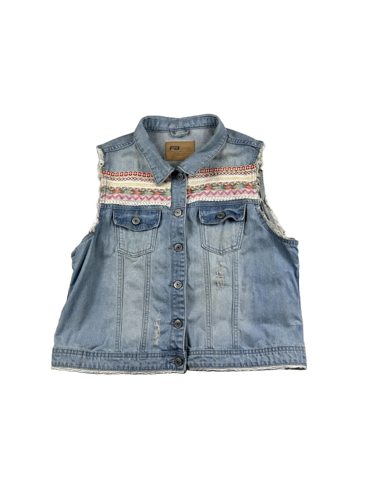 Vestă Fb Sister EU 42 | Bleu, Fără glugă, Oriental & Paisley, Denim