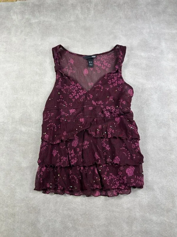 Top cu peplum H&M EU 34 | Indigo, Normal, Fără mâneci, Volane - Image 2
