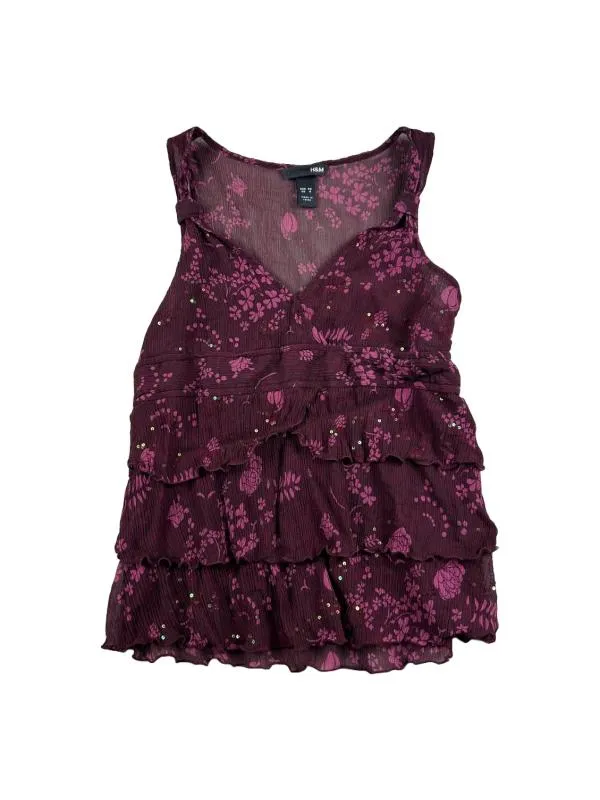 Top cu peplum H&M EU 34 | Indigo, Normal, Fără mâneci, Volane