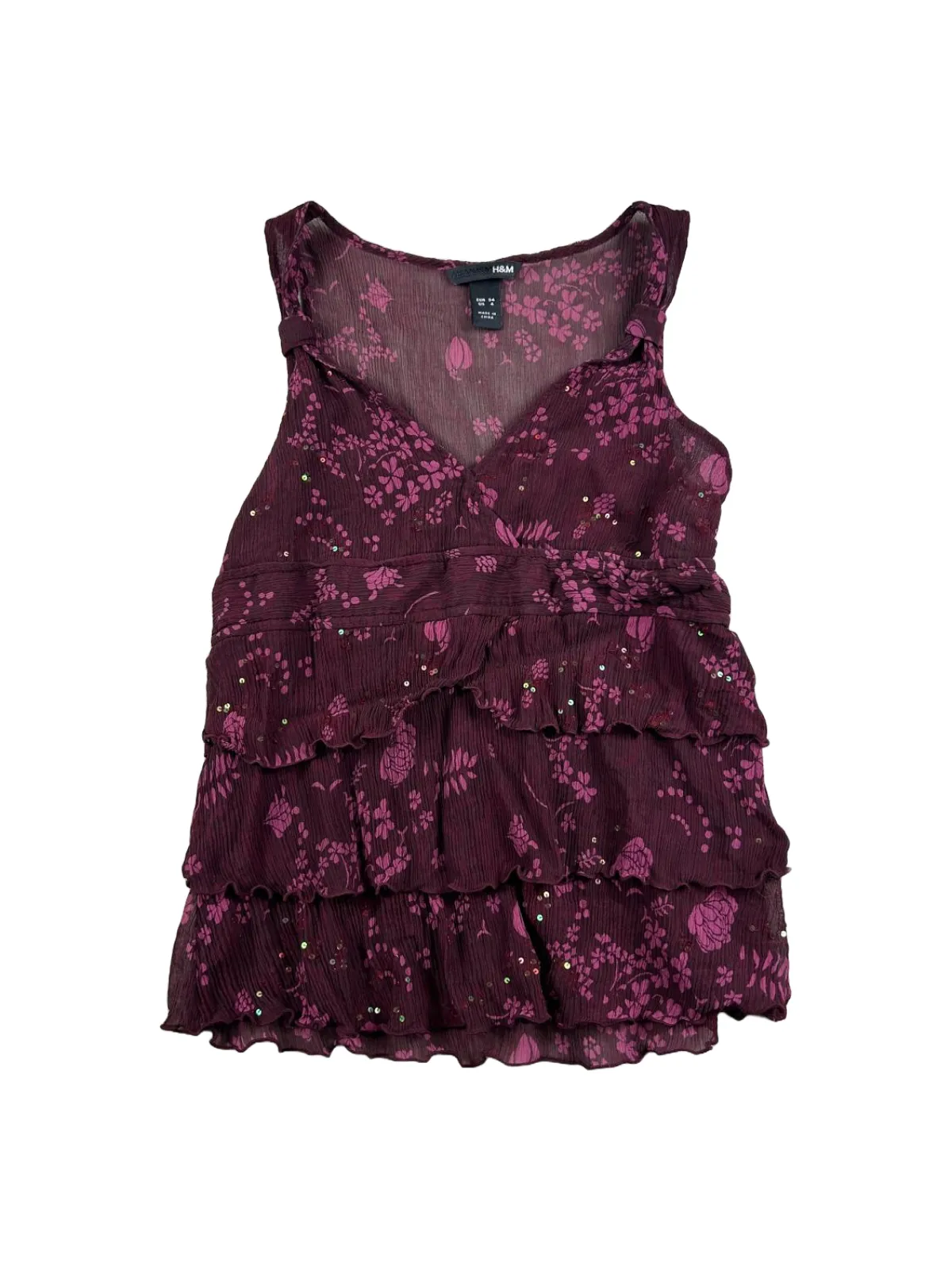 Top cu peplum H&M EU 34 | Indigo, Normal, Fără mâneci, Volane