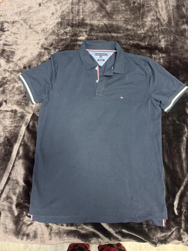 Tricou polo Tommy Hilfiger L | Bleumarin, Logo, Bumbac - Image 2