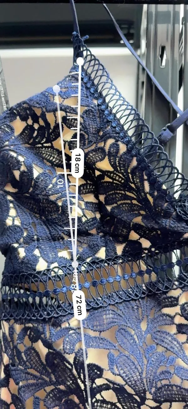Rochie casual Little Mistress EU 36 | Bleumarin, Midi, Bretele subțiri, Broderie, Bumbac - Image 8