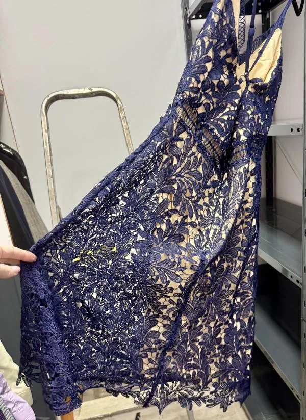 Rochie casual Little Mistress EU 36 | Bleumarin, Midi, Bretele subțiri, Broderie, Bumbac - Image 3