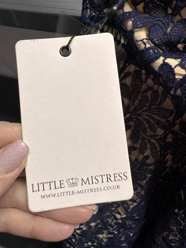 Rochie casual Little Mistress EU 36 | Bleumarin, Midi, Bretele subțiri, Broderie, Bumbac - Image 6