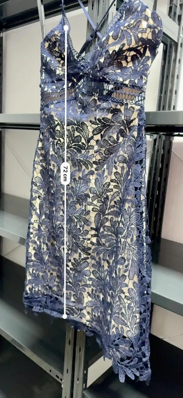 Rochie casual Little Mistress EU 36 | Bleumarin, Midi, Bretele subțiri, Broderie, Bumbac - Image 7