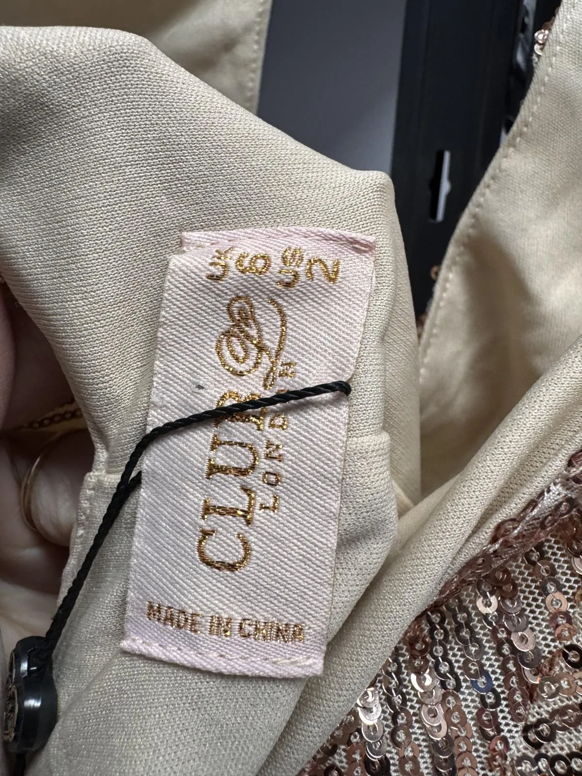 Rochie de seară Club London EU 34 | Ivoire, Midi, Bretele după gât, Paiete, Poliester - Image 4