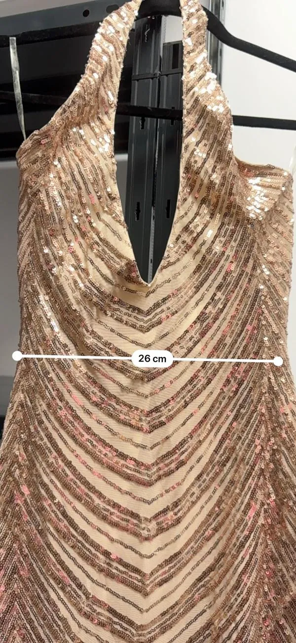 Rochie de seară Club London EU 34 | Ivoire, Midi, Bretele după gât, Paiete, Poliester - Image 10