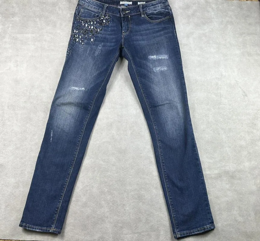 Blugi Fracomina EU 42 | Albastru, Lungi, Talie medie, Skinny fit, Paiete - Image 12