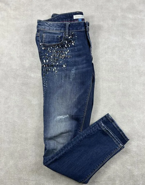 Blugi Fracomina EU 42 | Albastru, Lungi, Talie medie, Skinny fit, Paiete - Image 2