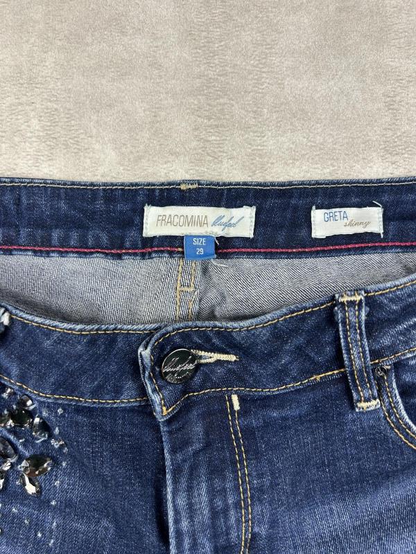 Blugi Fracomina EU 42 | Albastru, Lungi, Talie medie, Skinny fit, Paiete - Image 8