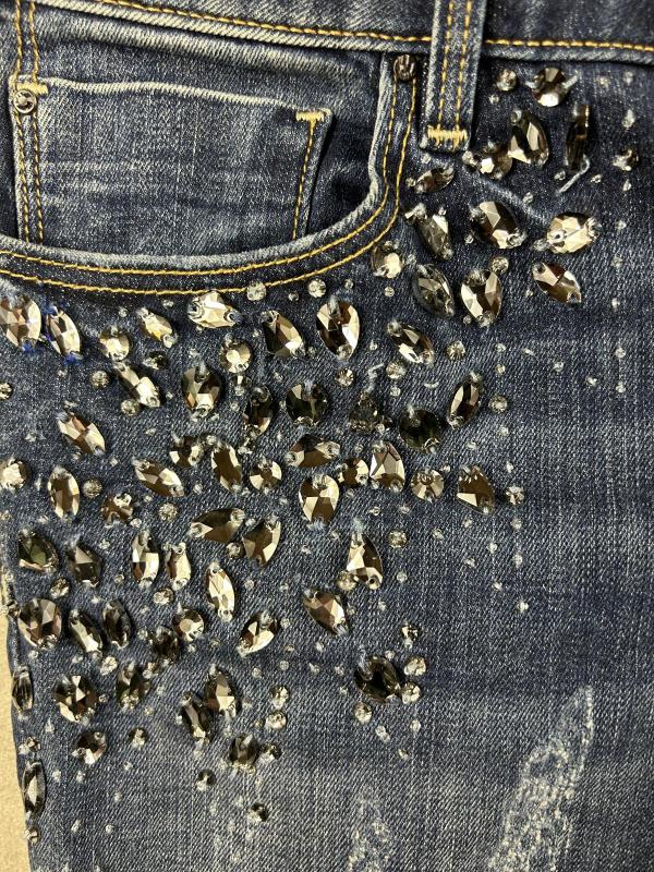 Blugi Fracomina EU 42 | Albastru, Lungi, Talie medie, Skinny fit, Paiete - Image 9