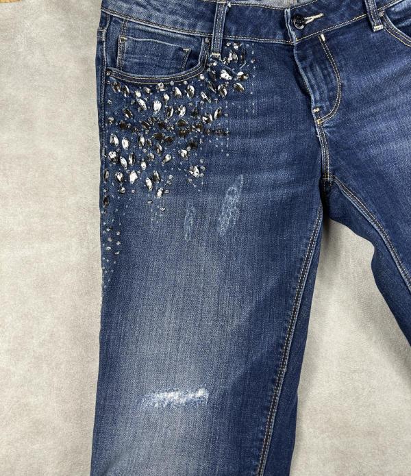 Blugi Fracomina EU 42 | Albastru, Lungi, Talie medie, Skinny fit, Paiete - Image 10