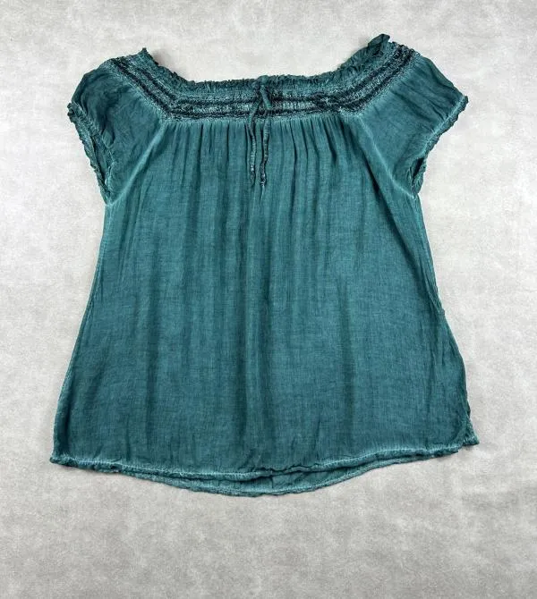 Top cu peplum EU 40 | Verde, Normal, Mânecă scurtă - Image 2