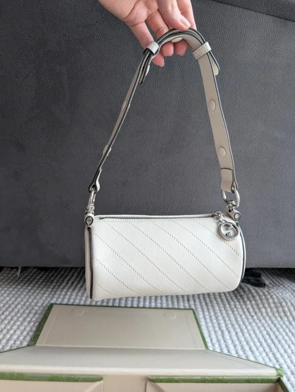 Geantă de umăr Gucci | Alb, Dungi, Piele naturală - Image 11