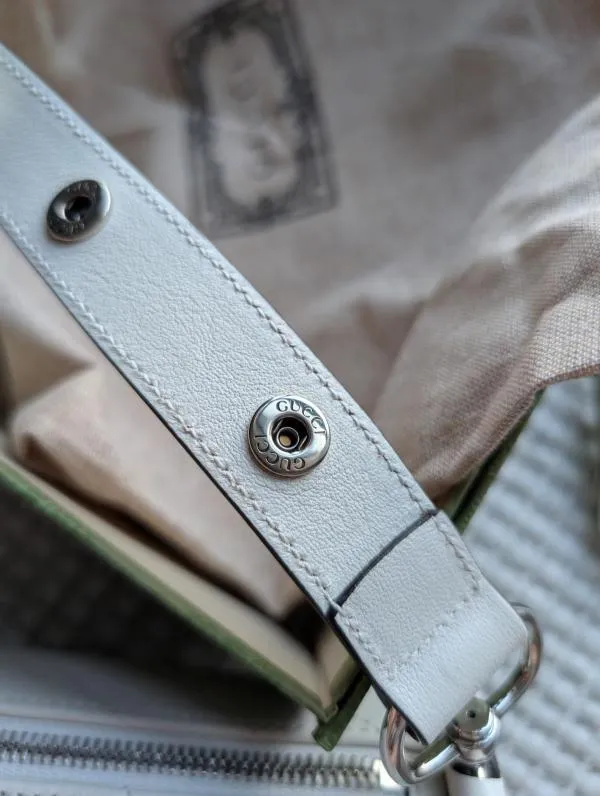 Geantă de umăr Gucci | Alb, Dungi, Piele naturală - Image 12