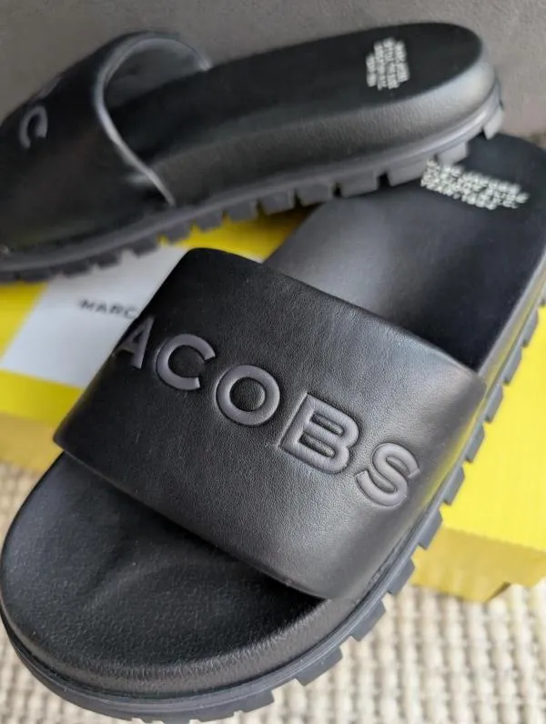 Șlapi Marc Jacobs EU 38 | Negru, Logo, Piele naturală - Image 4