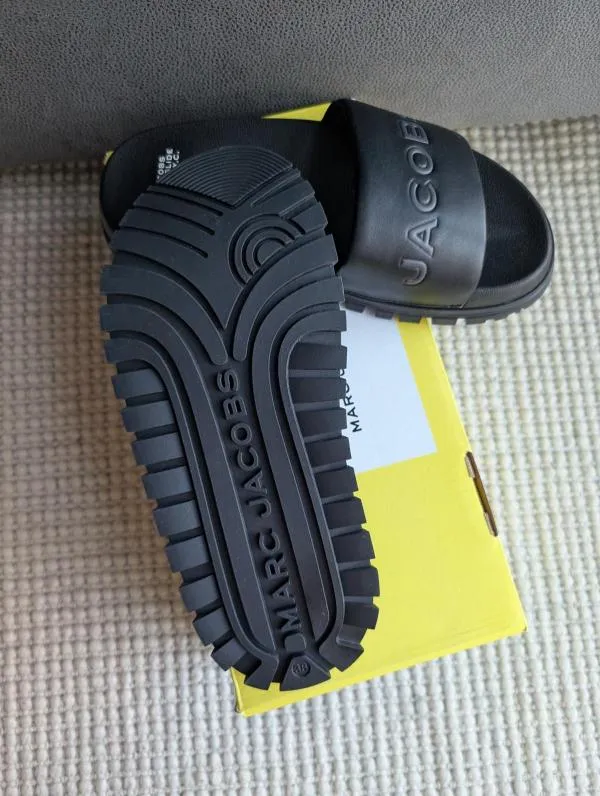 Șlapi Marc Jacobs EU 38 | Negru, Logo, Piele naturală - Image 5