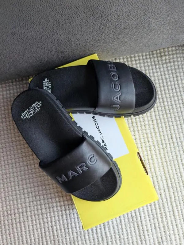 Șlapi Marc Jacobs EU 38 | Negru, Logo, Piele naturală - Image 7
